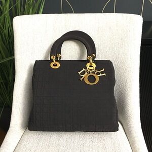 Christian Dior Lady Dior Canage Handbag black canvas